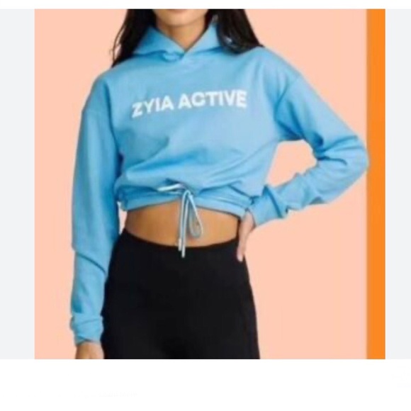 ZYIA Sky Blue Uppercut Cropped Pullover XXL Hoodie - Picture 11 of 13